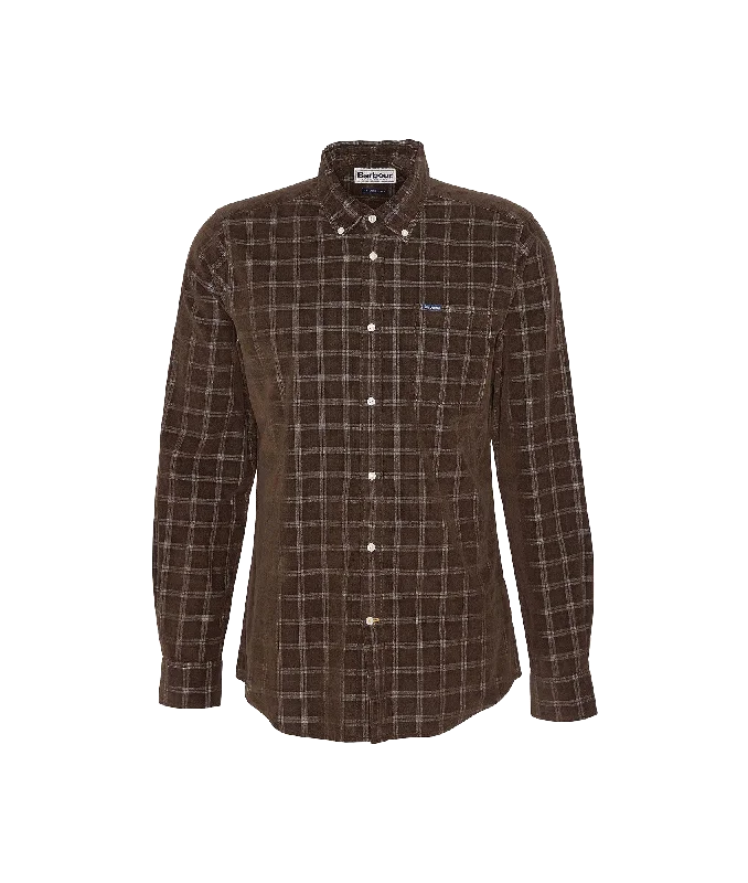 Harthill Tailored Long Sleeved Cord Shirt - Brown