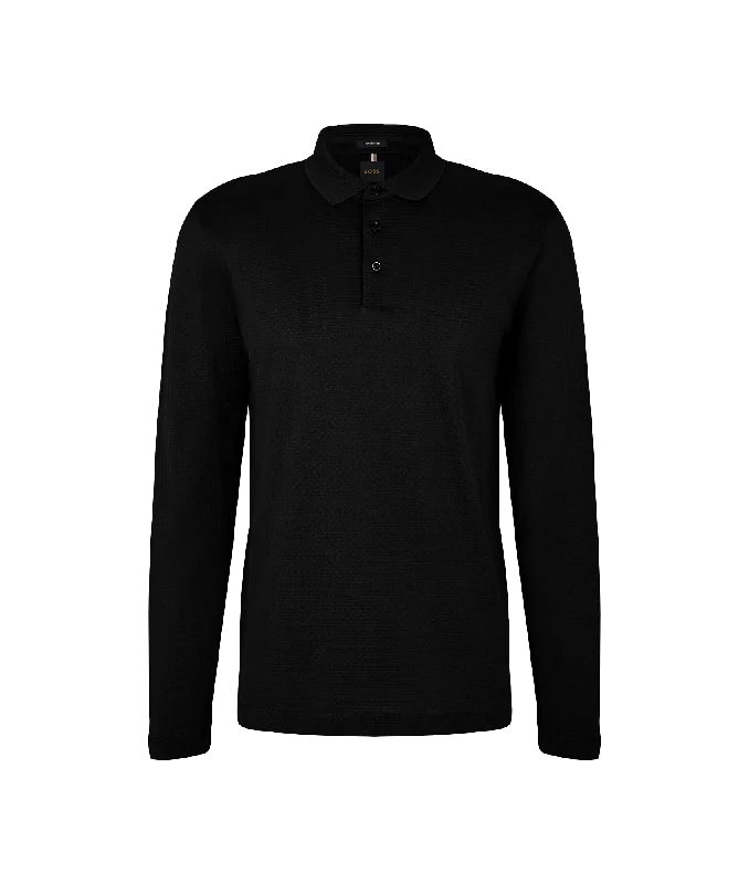 Virgin-wool Polo Sweater With Embroidered Logo - Black