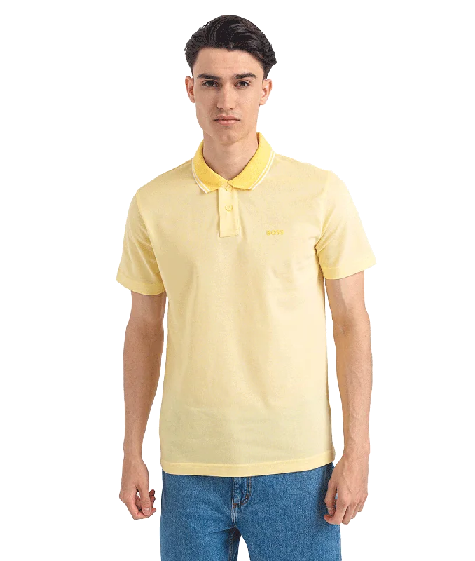 Logo-print polo shirt in Oxford-piqué cotton -Yellow