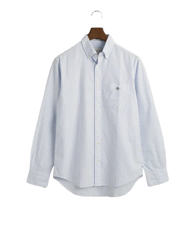 Regular Fit Banker Stripe Oxford Shirt - Blue