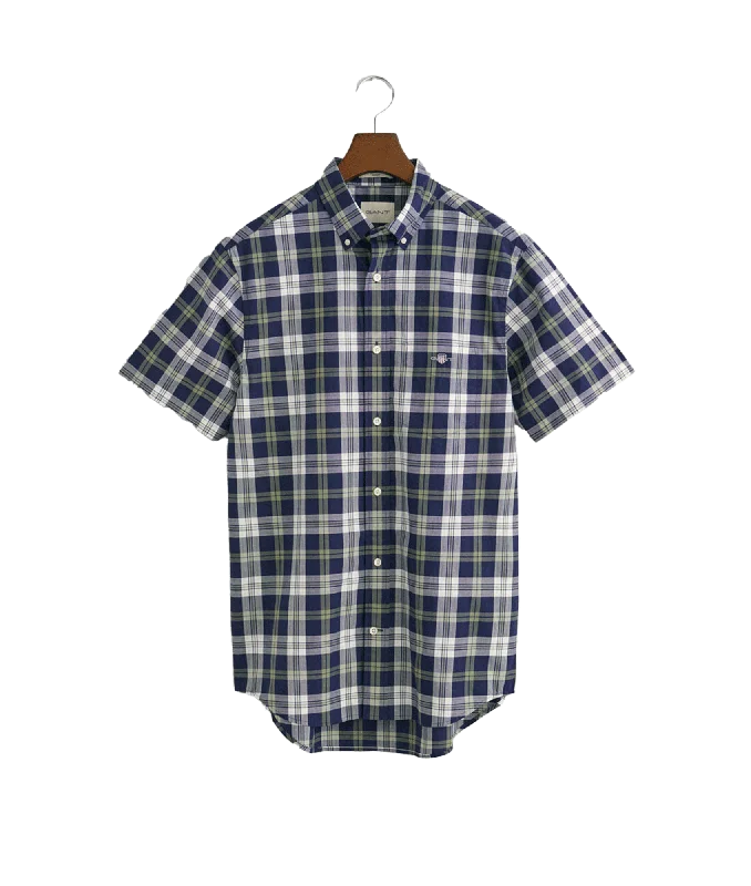 Regular Fit Checked Poplin Short Sleeve Shirt Classic Blue - Multi