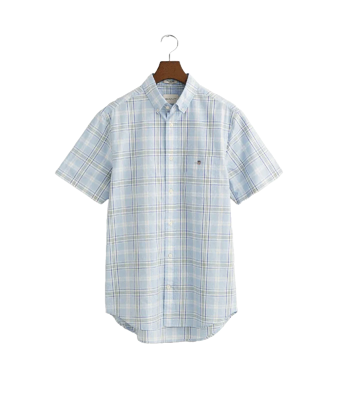 Regular Fit Checked Poplin Short Sleeve Shirt Fresh Blue - Multi