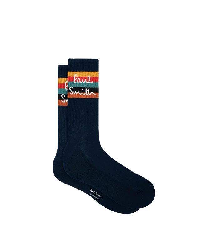 Artist Stripe Logo Socks - Navy