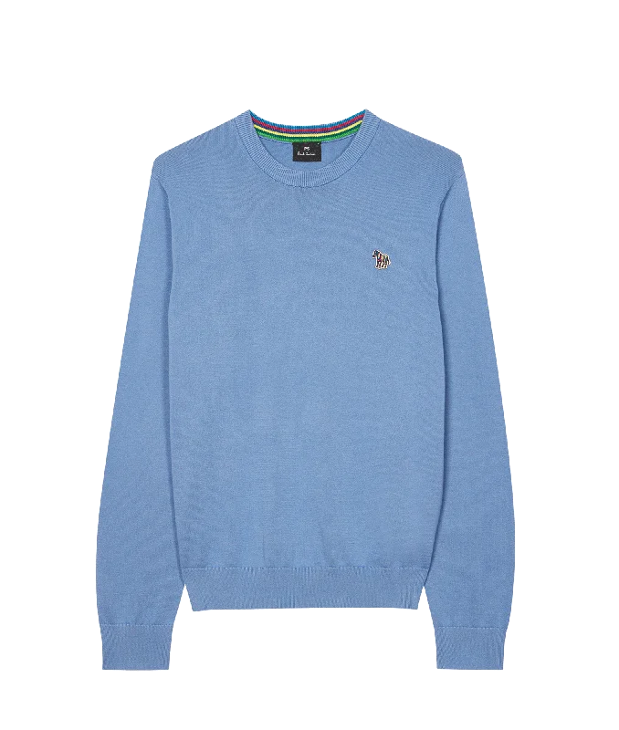 Cotton Zebra Logo Sweater - Blue