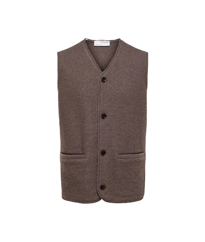 Boiled Wool Vest - Brown