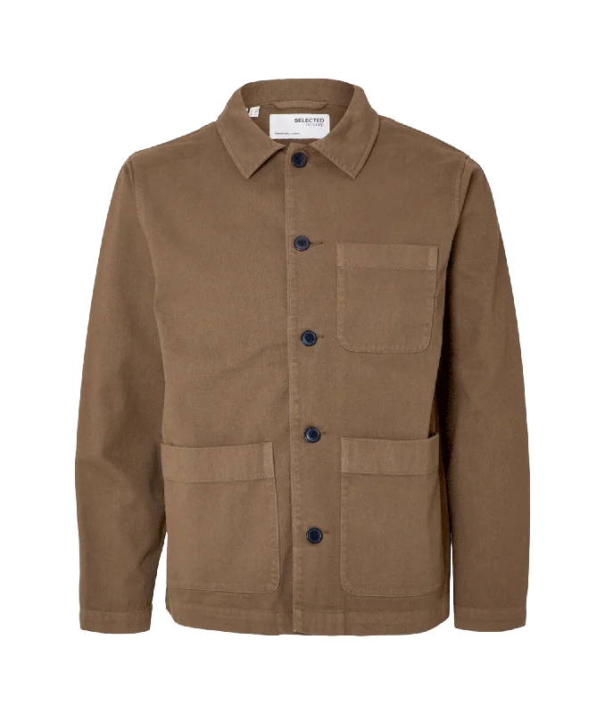 Long-sleeved Overshirt - Brown