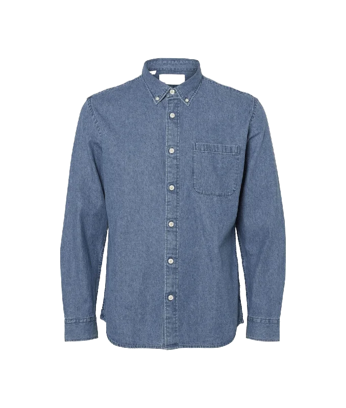 Long-sleeved Denim Shirt - Blue