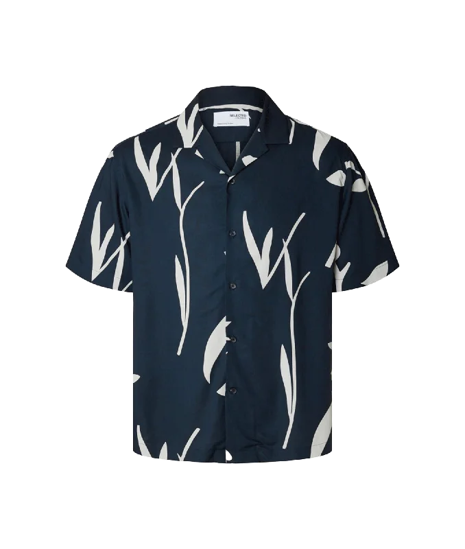 Printed Short Sleeved Shirt - Navy