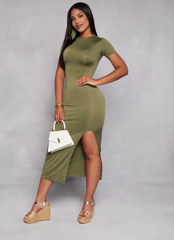 High Neck T Shirt Maxi Dress