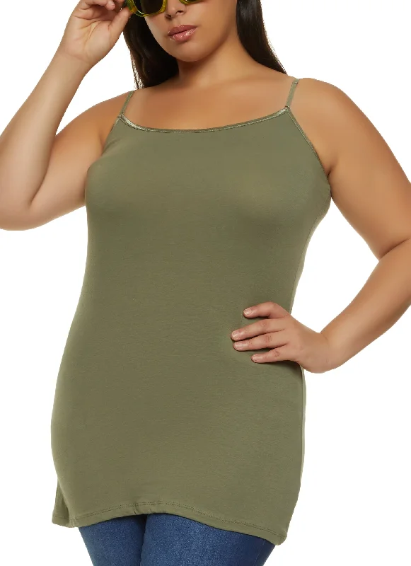 Plus Size Solid Scoop Neck Cami