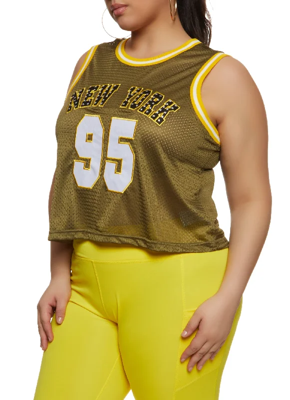 Plus Size Studded New York 95 Basketball Jersey