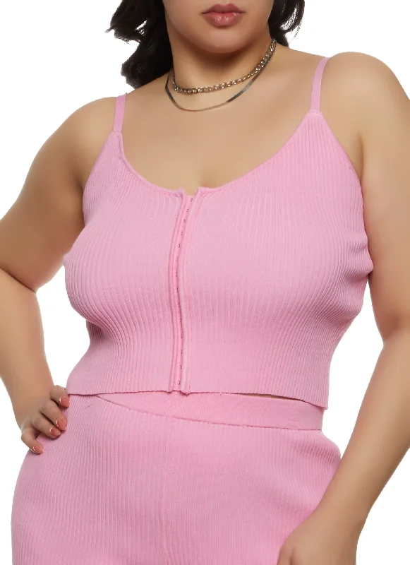 Plus Size Ribbed Hook and Eye Cami