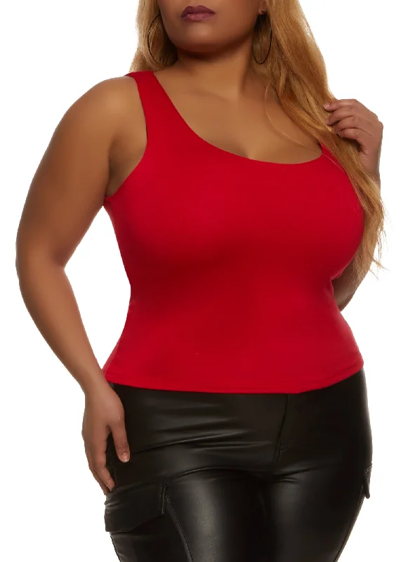 Plus Size Double Layer Scoop Neck Tank Top