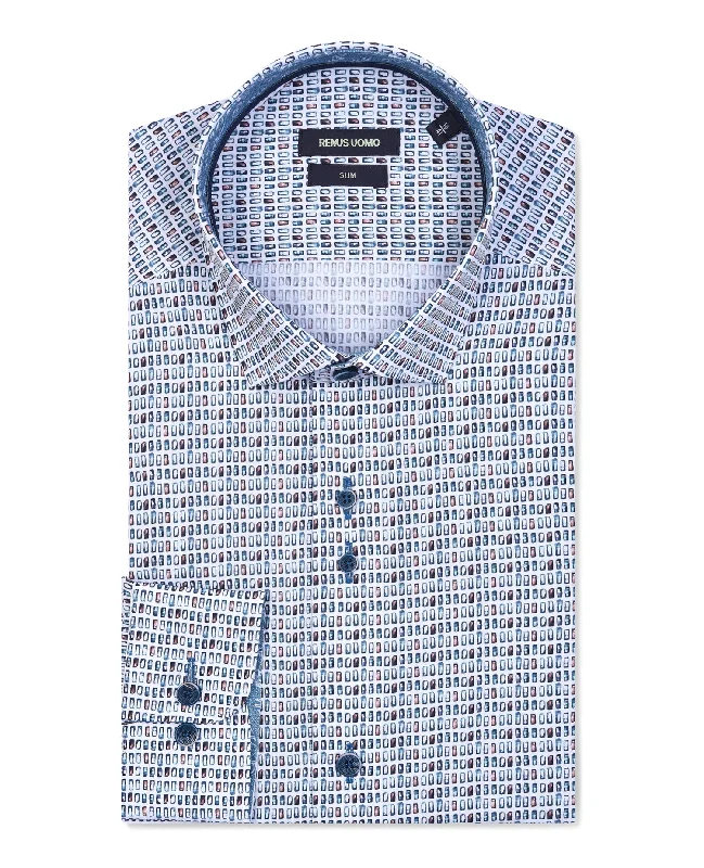 Slim Fit Print Cotton Shirt