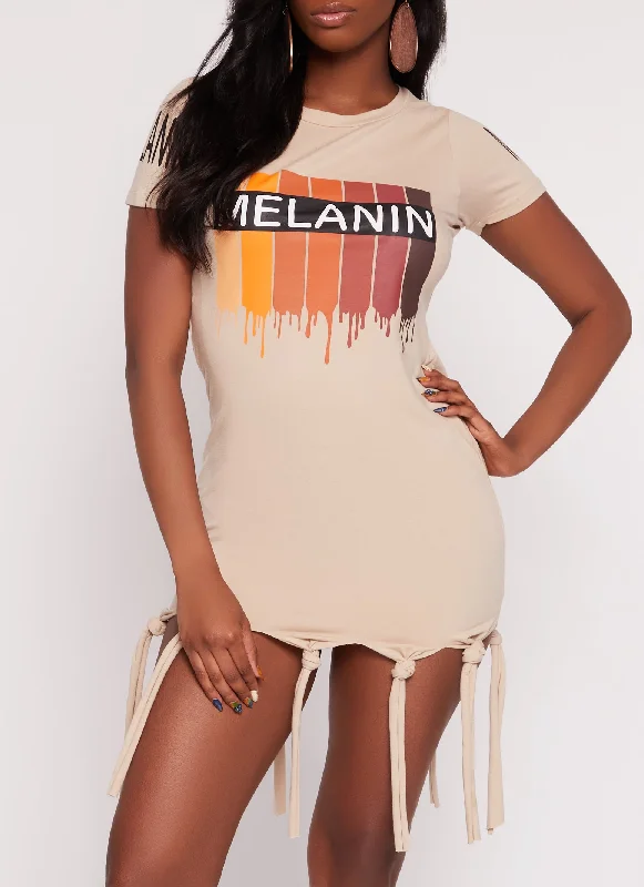 Melanin Graphic Knot Hem Graphic T Shirt Dress