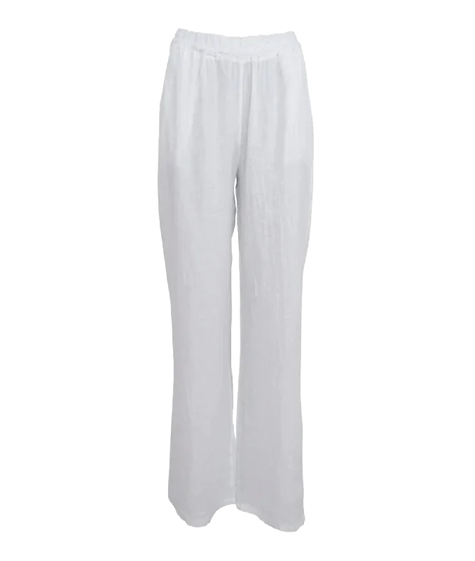 Melina Wide Linen Pant - White