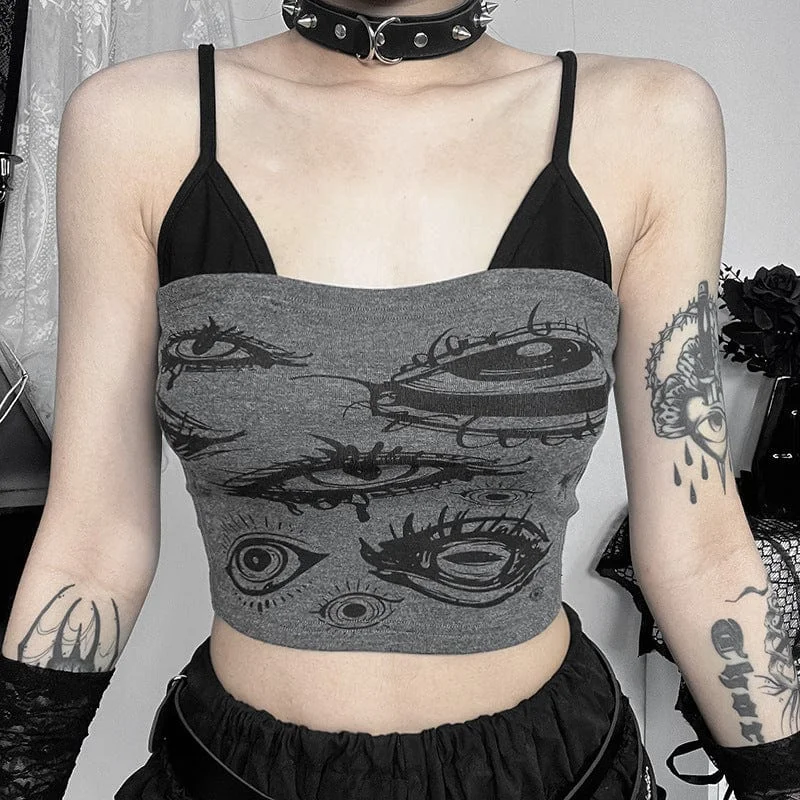 Women's Grunge Evil Eyes Printed Tank Top