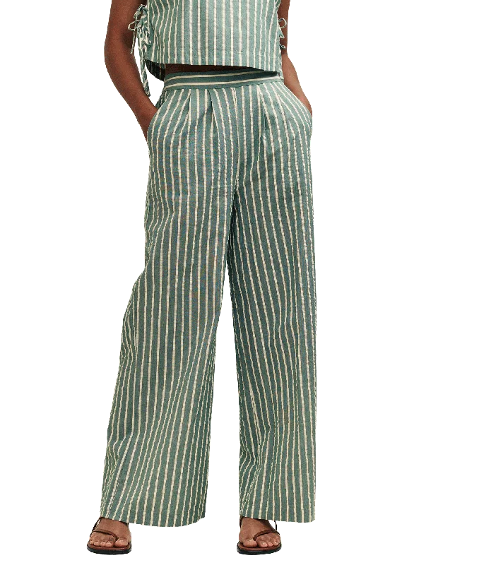 Fearne Cotton Stripe Wide Leg Trousers - Green