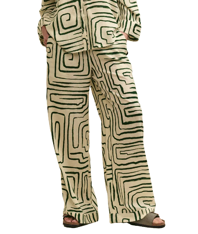 Fearne Cotton Linen-blend Abstract Trousers - Green