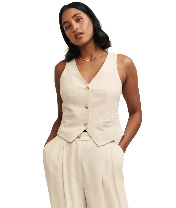 Linen-blend Victoria Waistcoat - Cream