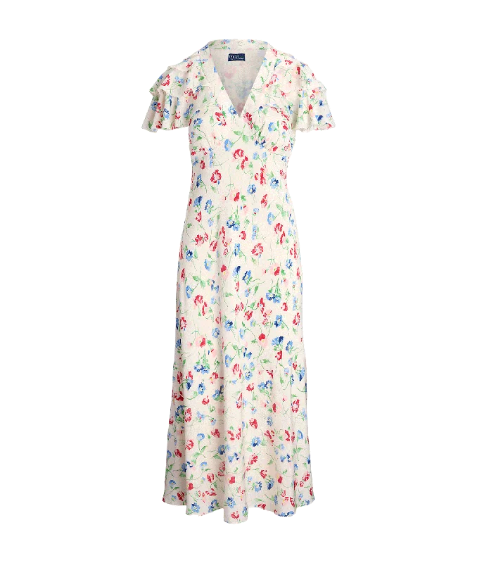 Floral Silk Crepe Dress - Multi