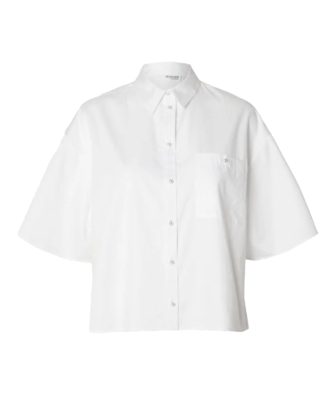 Cropped Short Sleeved Shirt - White