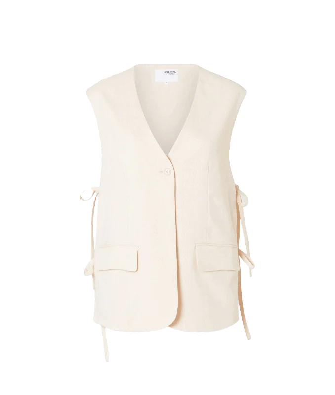 Long Oversized Waistcoat - Beige