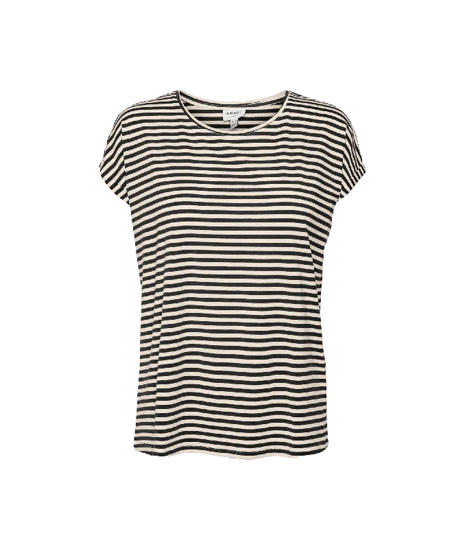 Ava Ss Top Stripe - Black